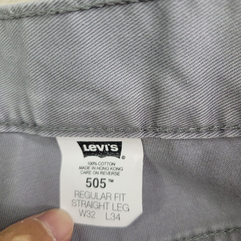 Vintage Levis 505 Jeans Gray Pants Mens 32x34 Batwing Y2K Straight Leg Reg Fit - Picture 6 of 11